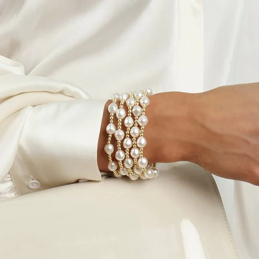 Barockperlen-mehrschichtiges doppelperliges Armband