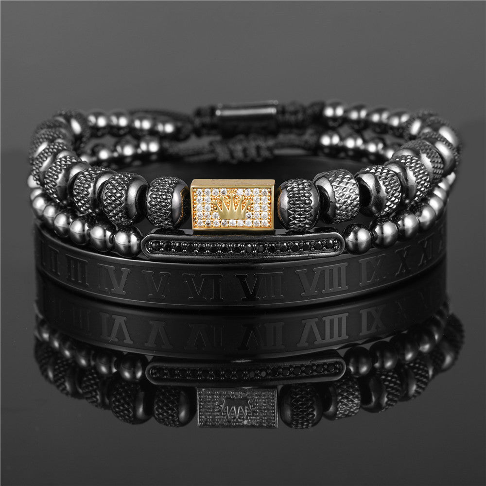 Pulsera Trenzada con Corona Vintage