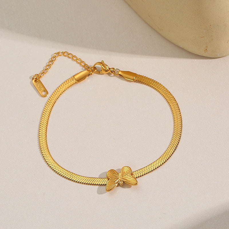 Schmetterlingsarmband Damen 18K Gold Schlangenkette Schmuck
