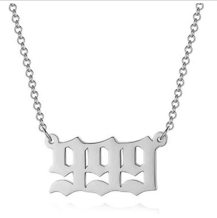 Collar corto para mujer con colgante de número angelical 0-9