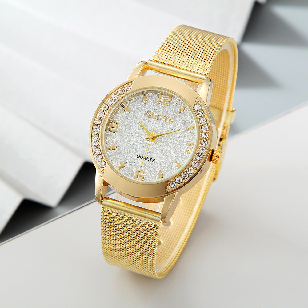 Reloj de cuarzo para mujer con caja de diamantes