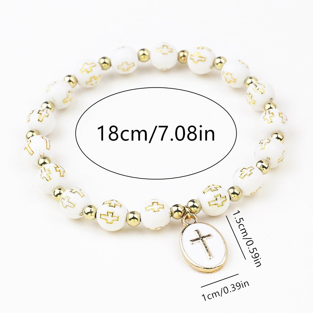 Oval Kreuz Anhänger Armband für Damen Taufe Gebet