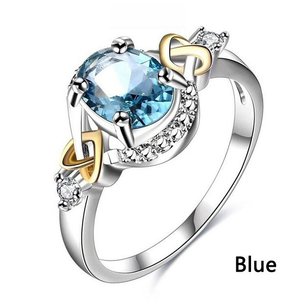 Halskette, Ring und Ohrringe aus blauem Kupfernickel mit Schmucksteinen