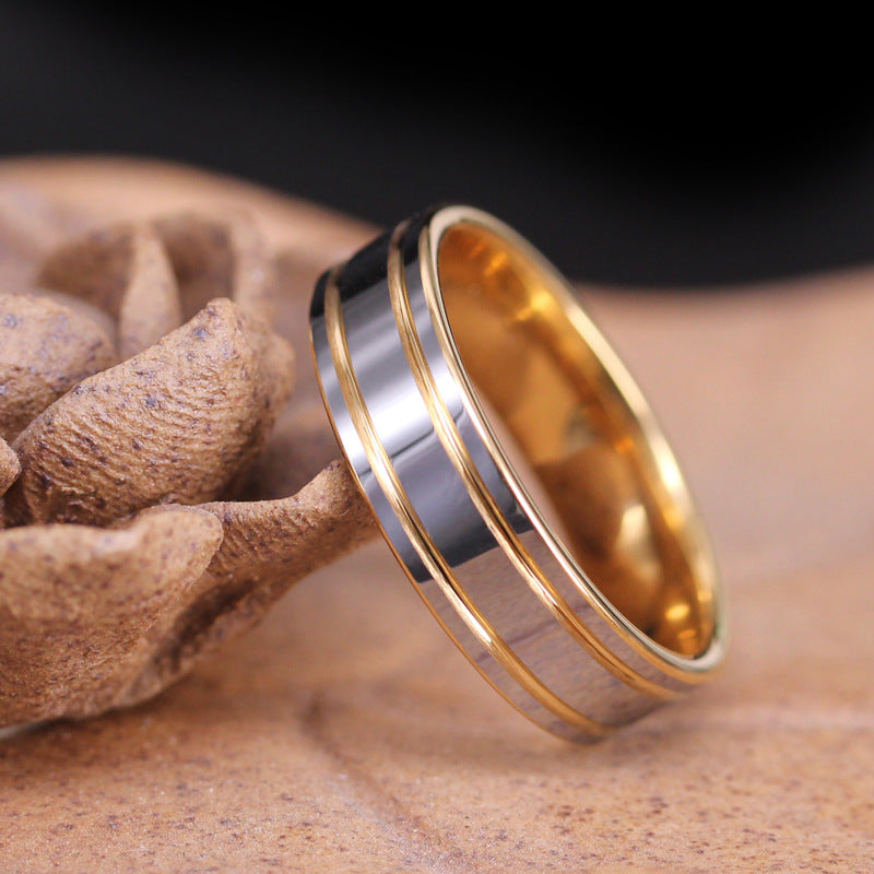 Un par de anillos de oro de tungsteno para hombres y mujeres para propuesta de matrimonio Anillo de oro