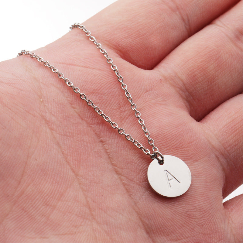 Initial Letter Pendant Necklace Lady Cute