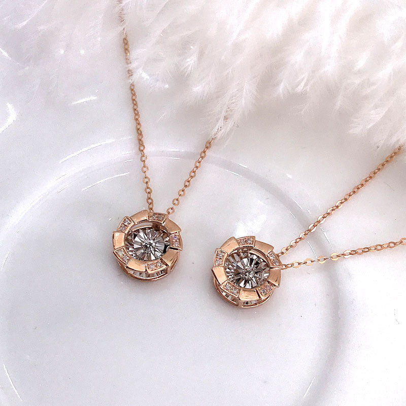 Roségold Pulsierendes Herz Diamant-Anhänger Schlüsselbeinkette