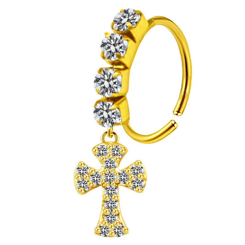 Joyería de perforación de nariz de aro con diamantes