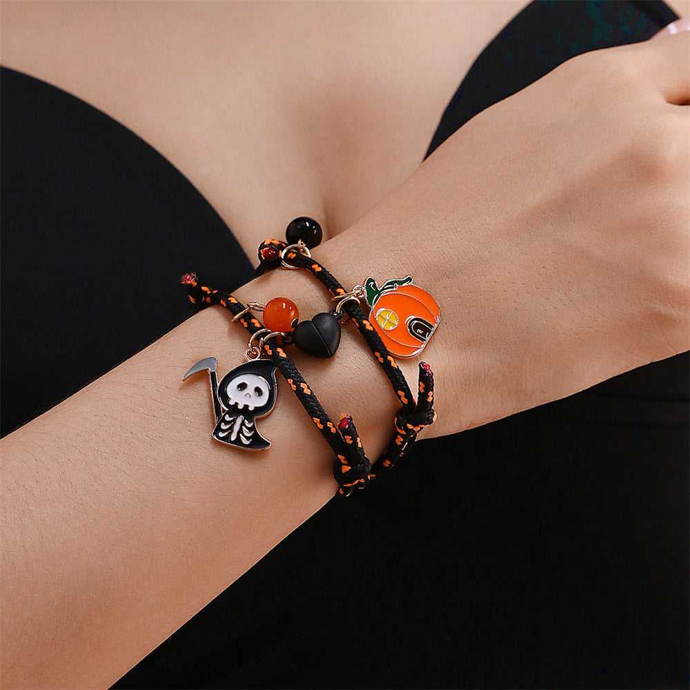Pulsera de Halloween Calabaza Fantasma Amor Pulsera Magnética para Parejas