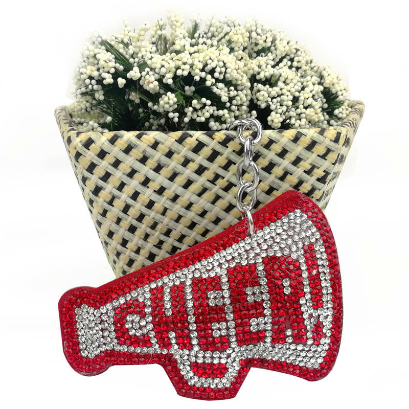 Llavero creativo con letras inglesas de terciopelo coreano y diamantes