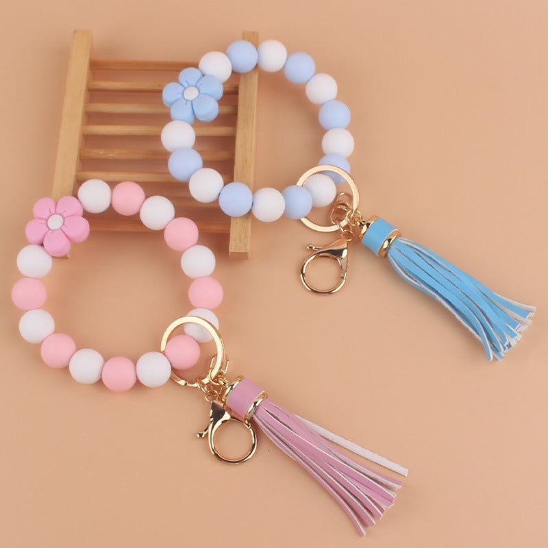 Llavero Pulsera de Silicona de Flores de Dibujos Animados