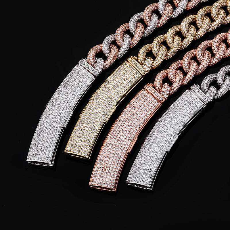 Collar de hombre de Hip Hop con cadena cubana, hebilla de joyería Big Box y circonitas completas