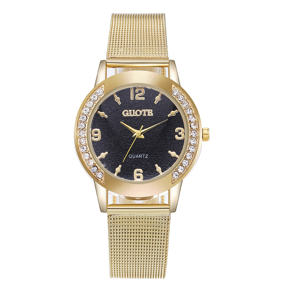 Reloj de cuarzo para mujer con caja de diamantes