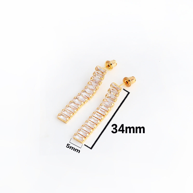 Zirkonkrallenkette, komplett besetztes Collier, Ohrhänger und Armband, dreiteiliges Set