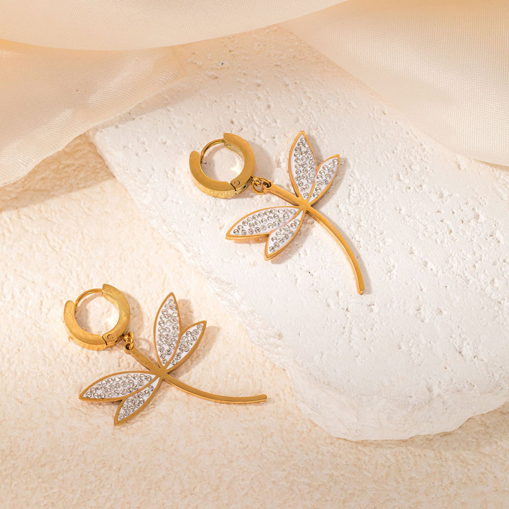 Libelle Halskette aus Titanstahl mit Mikro-Strass-Zirkonia