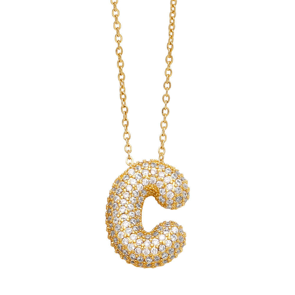 Collar con 26 letras inglesas para mujer con circonitas incrustadas