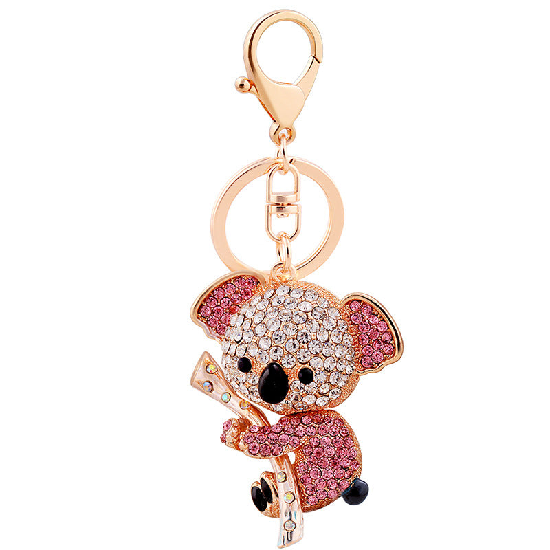 Llavero de koala con diamantes de imitación, colgante de metal con forma de animal, adorno para bolso, regalos
