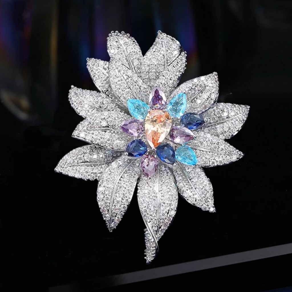 Vintage Alloy Flower Ladybug Pearl And Diamond Brooch