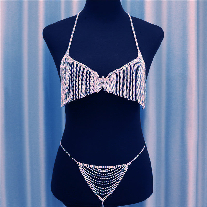 Conjunto de cadena para cuerpo de sujetador y bragas de moda