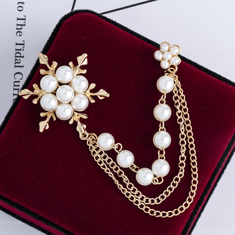 Broche de aleación de moda con cadena y copo de nieve