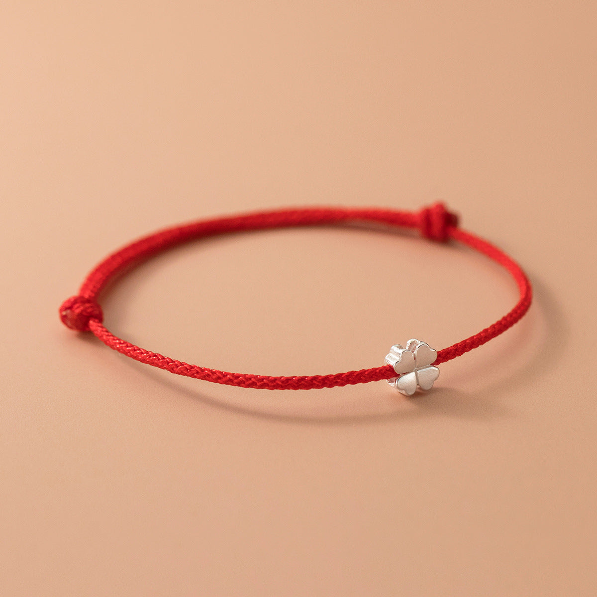 S925 Silver Fresh Women's Four-leaf Clover Woven Bracelet