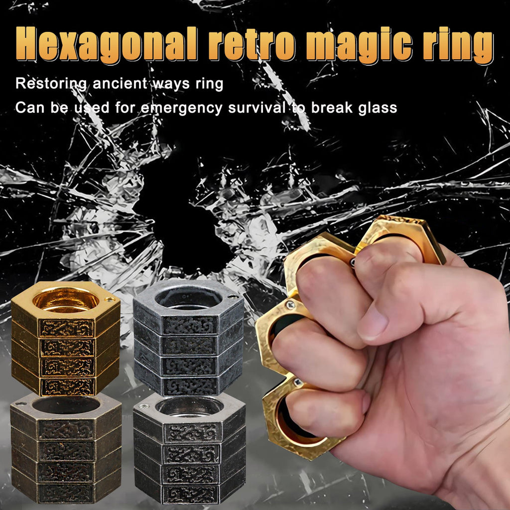 Anillo de defensa personal resistente, rompecristales de emergencia, anillo redondo hexagonal, anillo de hebilla para dedo, anillo de hebilla para dedo para escalar al aire libre