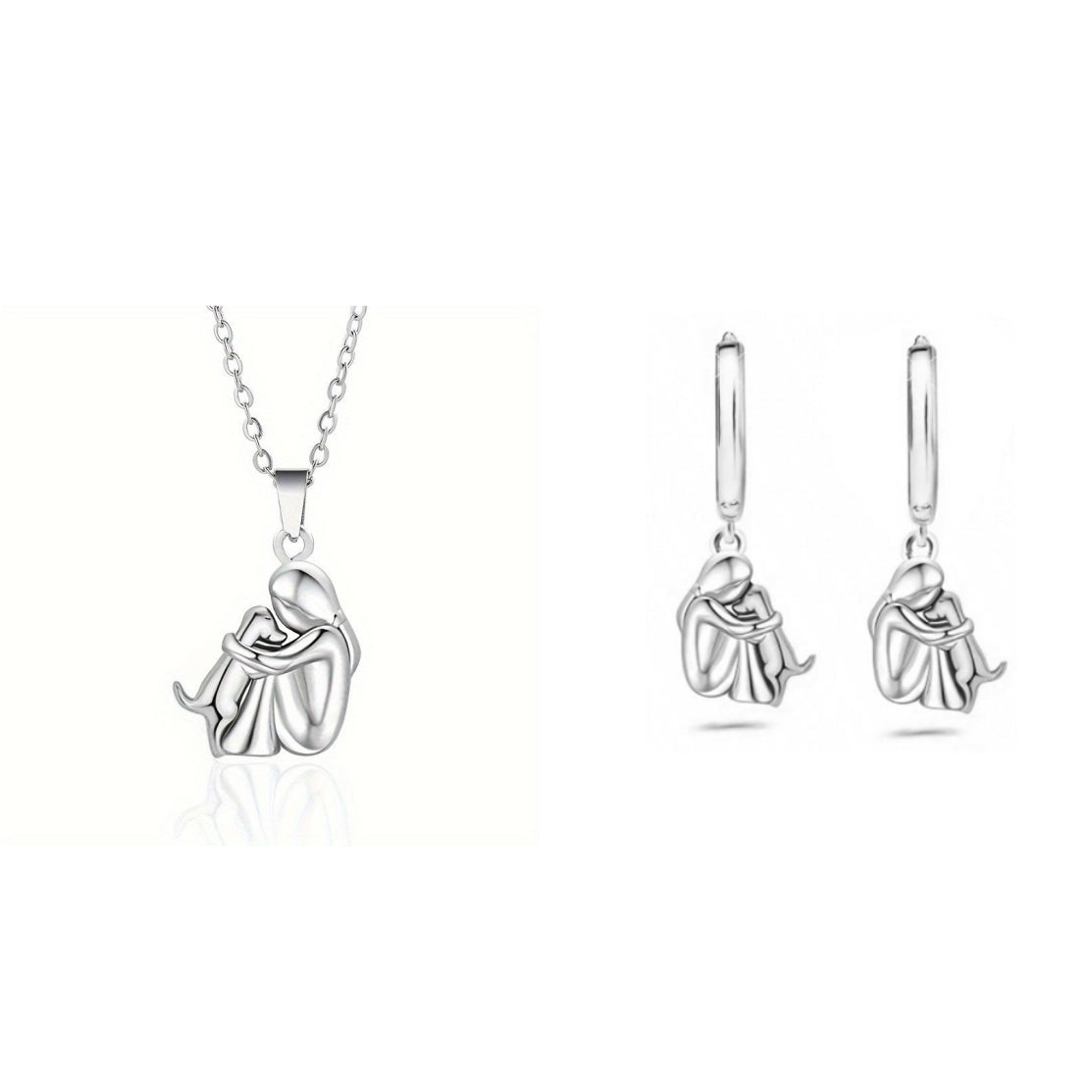 Fashion Little Girl And Dog Hug Necklace