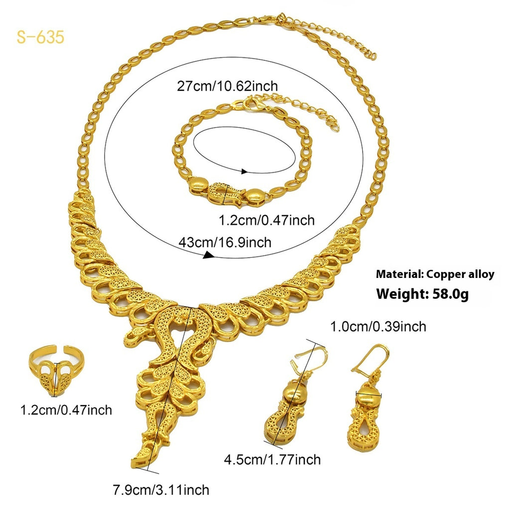 Traje de joyería árabe nupcial para mujer chapado en oro de 24 quilates
