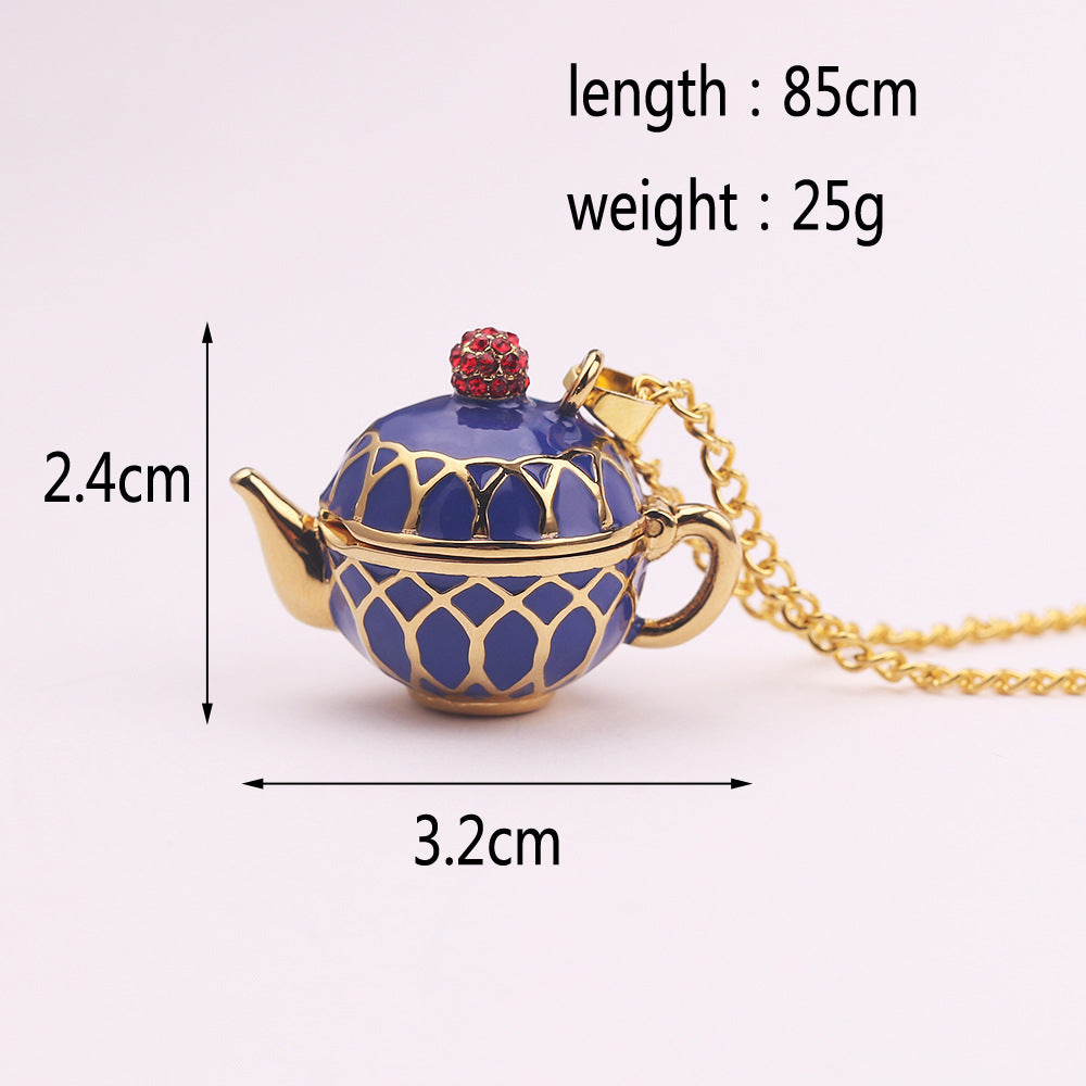 Fashion Jewelry Long Magic Multiple Enamel Glaze Tea Cup Pendant Necklace