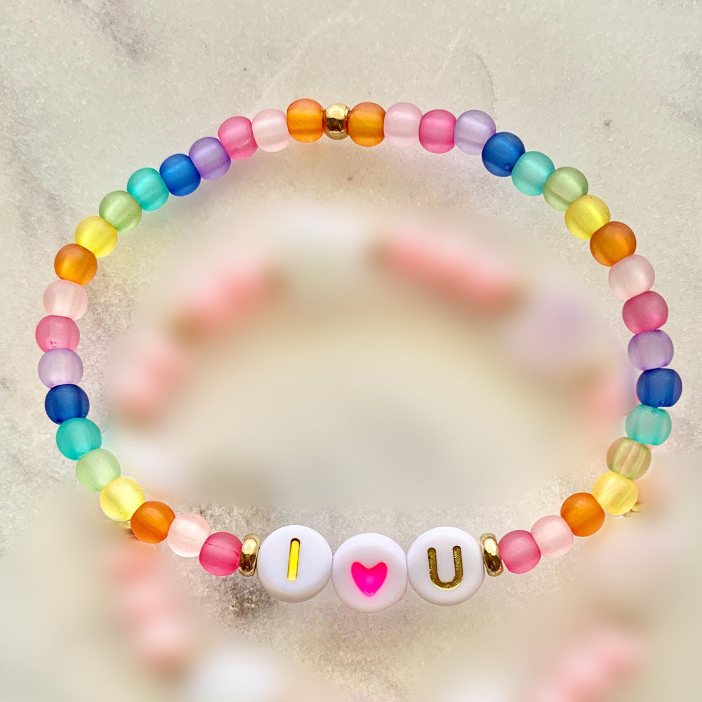Colorful Dopamine Letter Love Acrylic Bracelet