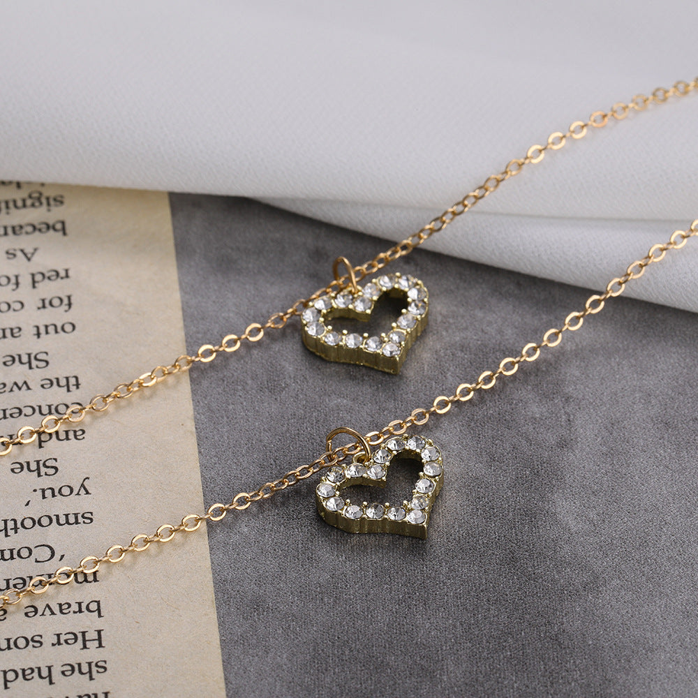 Koreanischer Schmuck Welt Goldene Liebe Doppelhänger Halskette