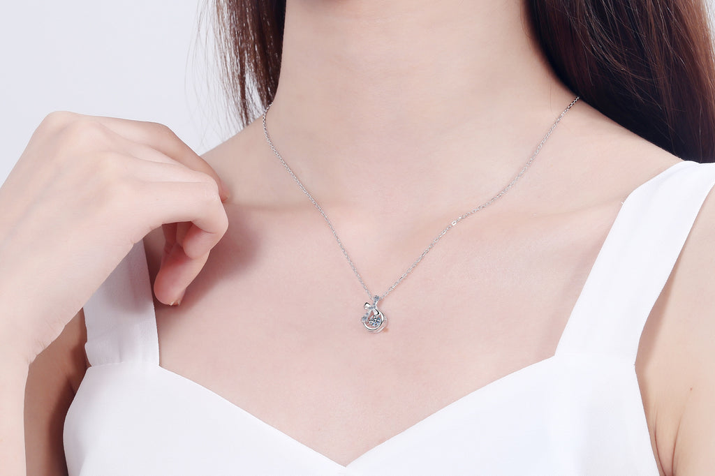 XDY925 Sterlingsilber-Anhänger 30 Punkte Smart Purse Moissanit-Halskette