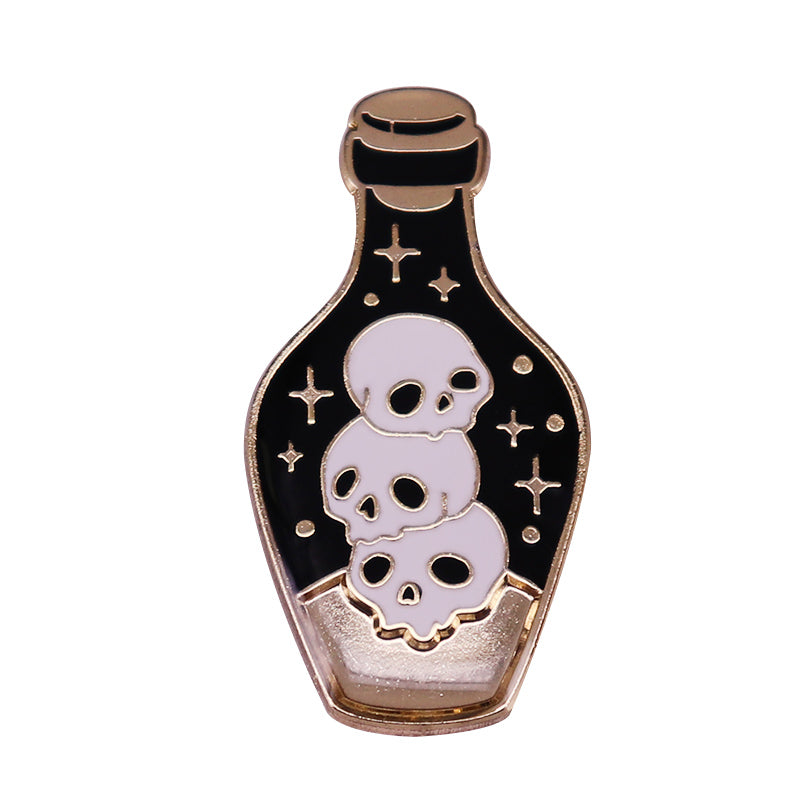 Broche de Botella con Calavera Gótica, Insignia de Arte de Muerte, Accesorios de Horror para Festividades