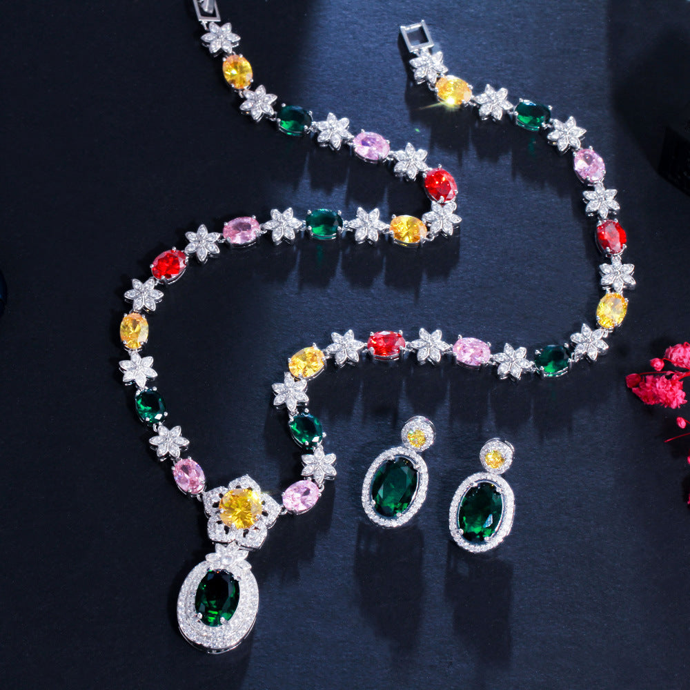 Damen Mode Kleid Brautschmuck Set