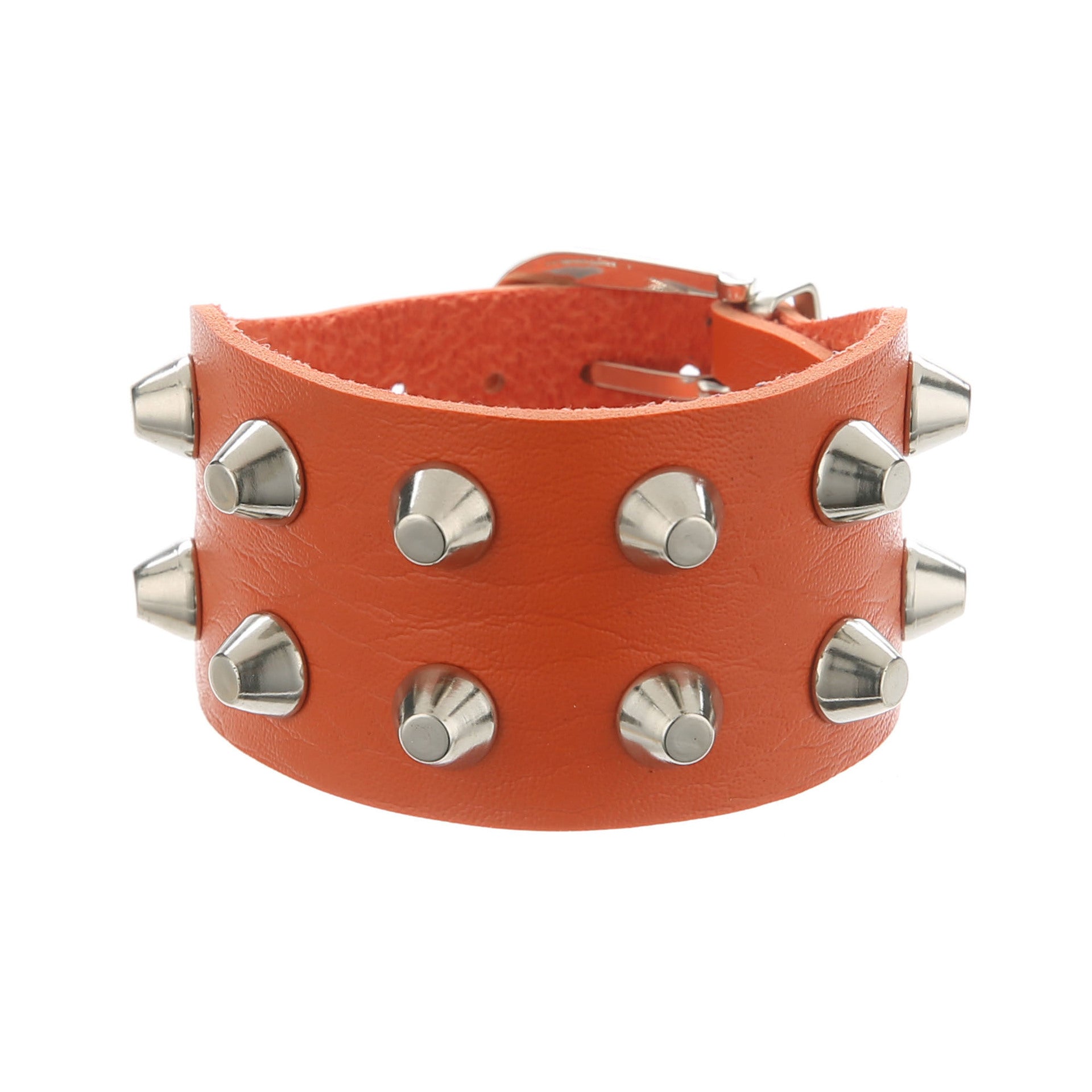Metal Rock Double Row Flat Rivet Bracelet PU Bracelet