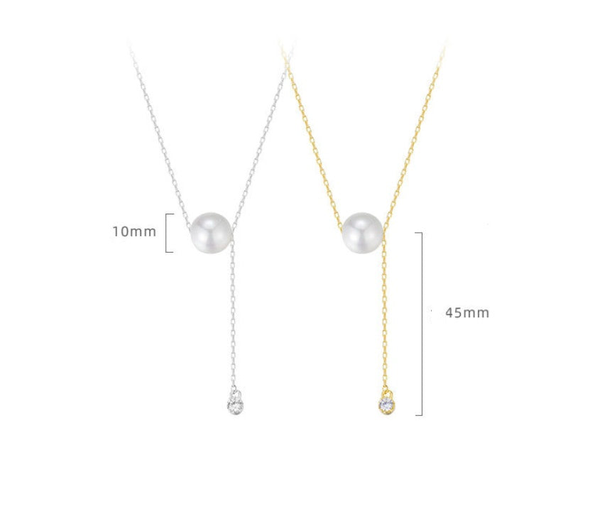 S925 Sterling-Silber Perlen-Quasten-Halskette für Damen