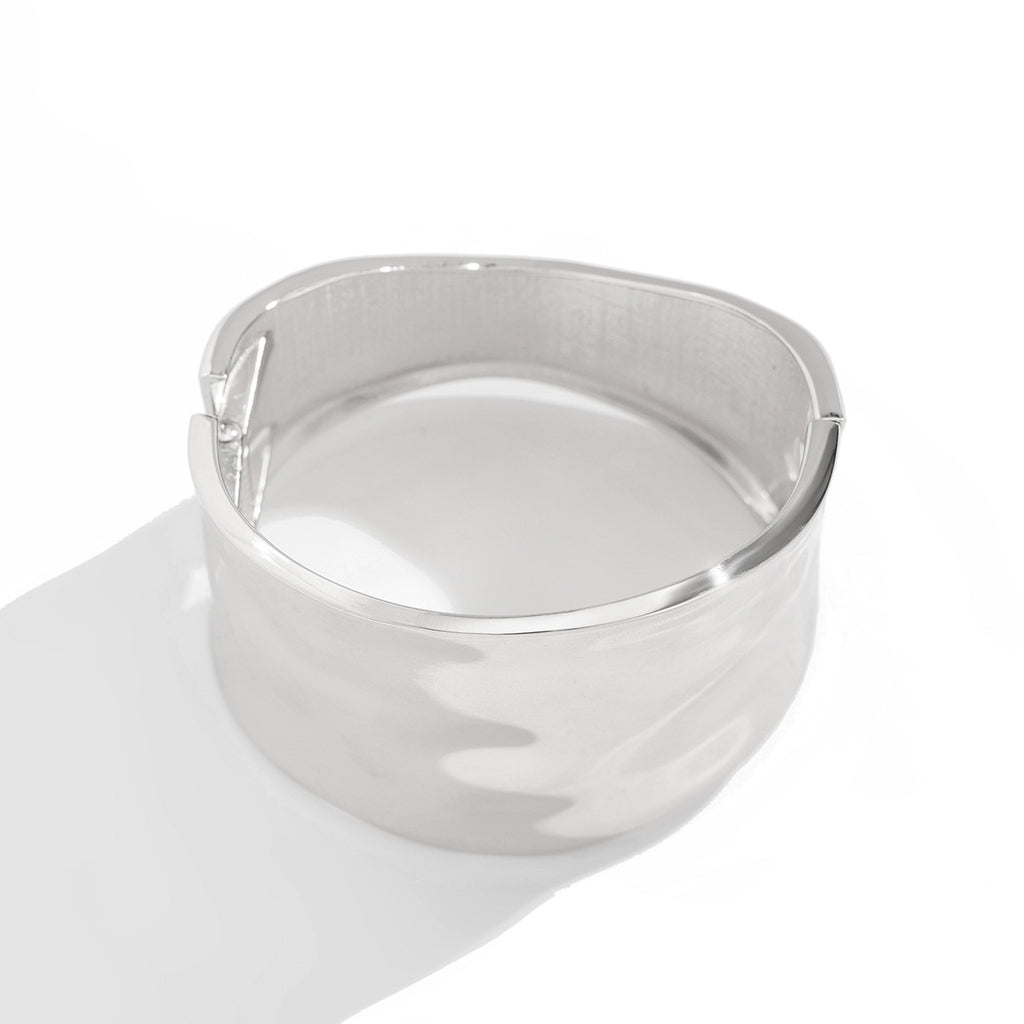 Irregular Metal Wide Curved Glossy Spring Bracelet