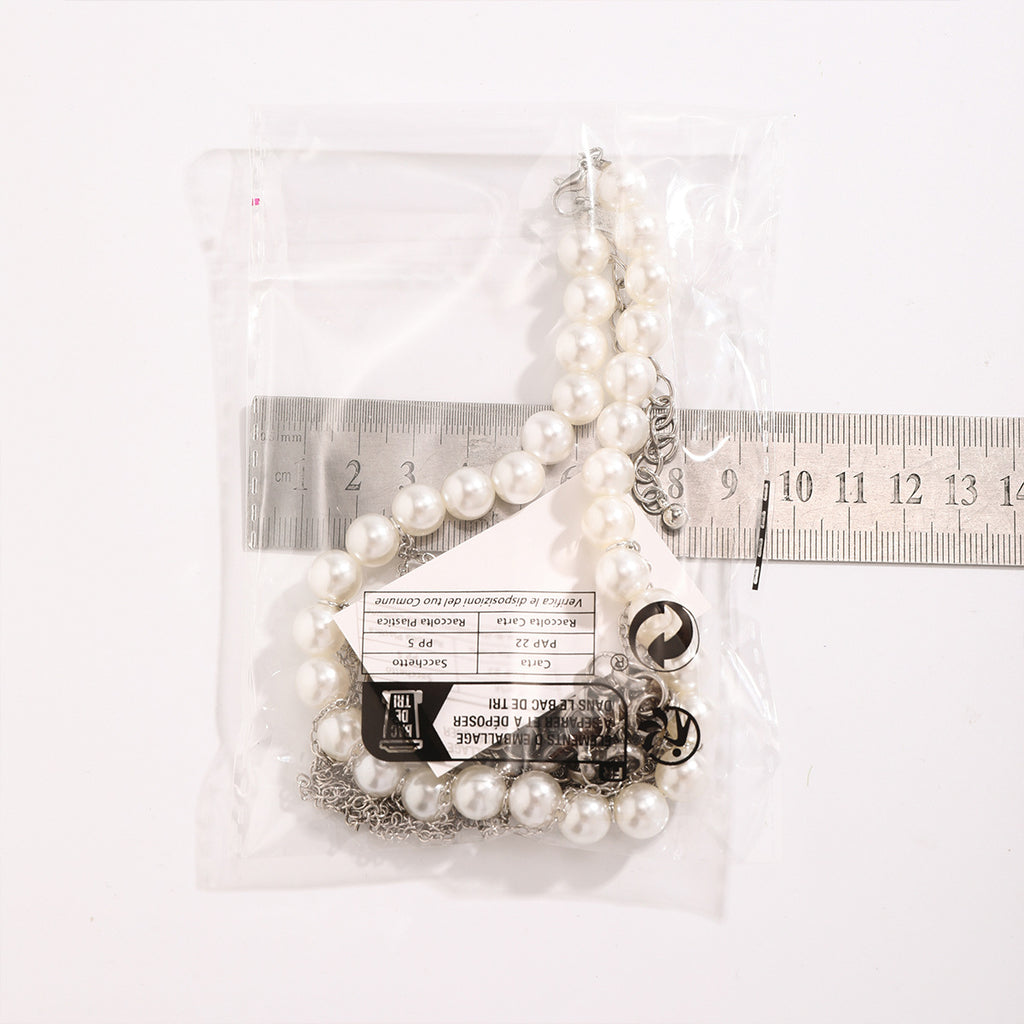 Perlenquaste Lustiges Design Doppellagige Retro-Halskette Damen Accessoires