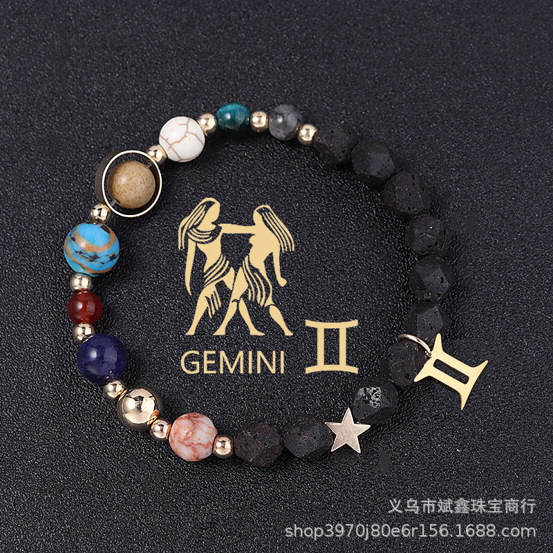 Natural Volcanic Rock Twelve Constellations Bracelets Fashion European And American Style