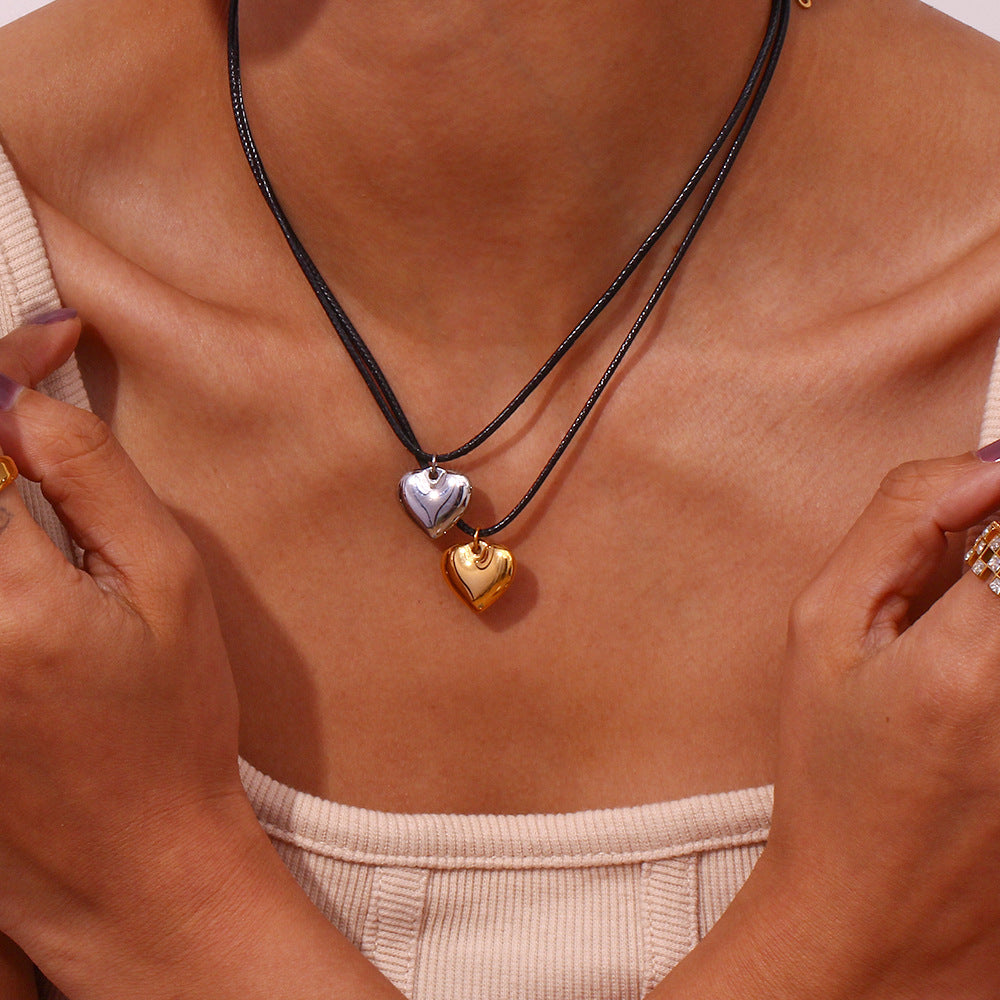Modeschmuck Damen Edelstahl Seilkette Pfirsich Halskette