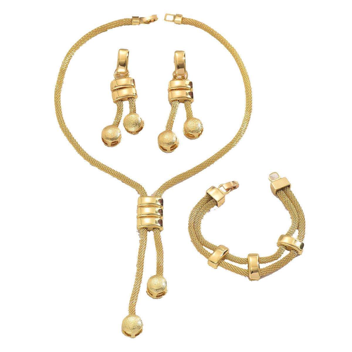 Damenschmuckset 18K Galvanisierte lange Halskette Geometrisches Armband für Damen