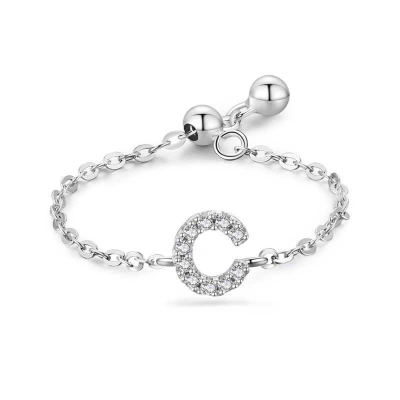 Brief-Kettenring Damen Mode Nische Design Liebe Dünner Ring Schmuck
