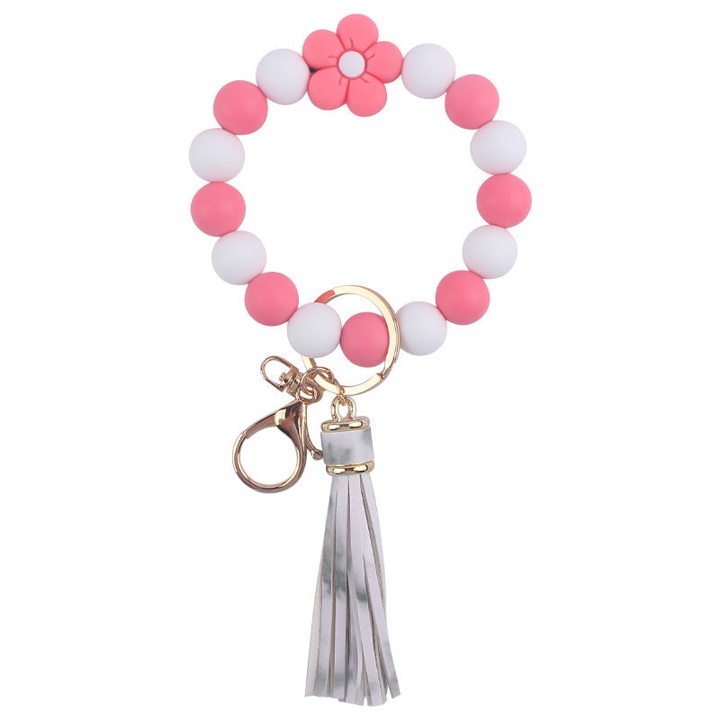 Llavero Pulsera de Silicona de Flores de Dibujos Animados