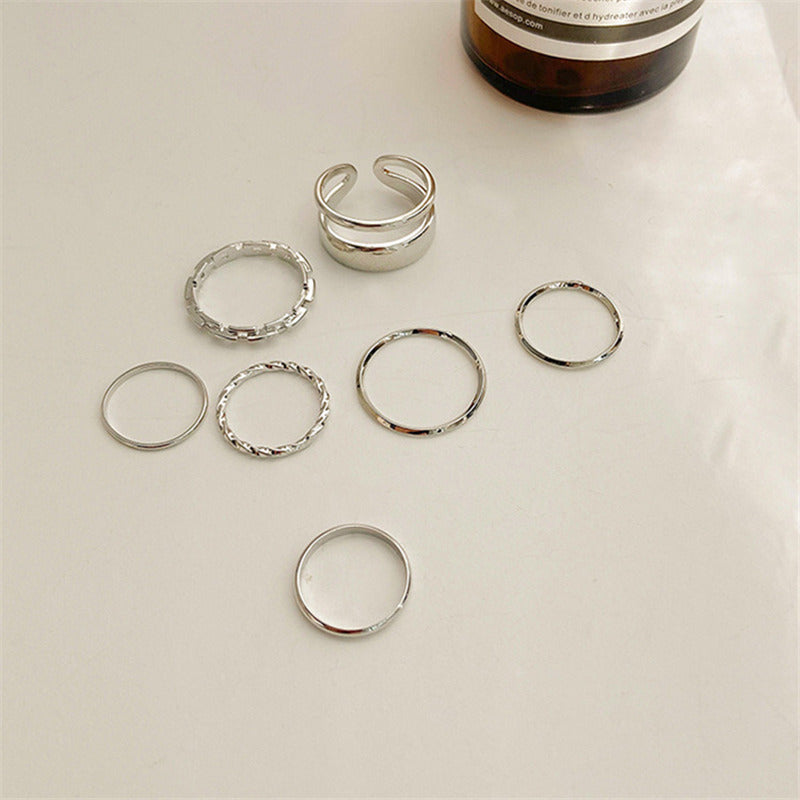 Kalter Wind Minimalistischer Metallring-Set, 7-teilig