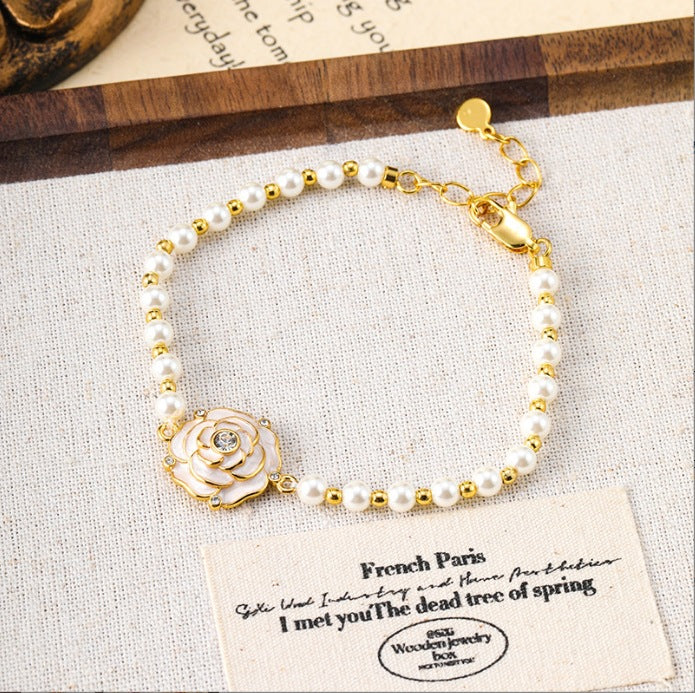 Schlichtes Temperament Öltröpfchenglasur Blumen Schmetterling Perlenarmband