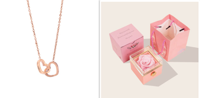 Stainless Steel Vacuum Plating Rose Gold Heart Necklace