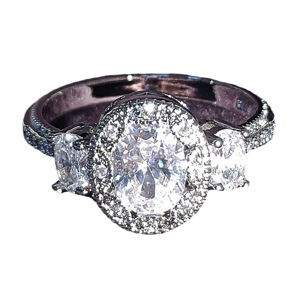 Damen Eleganter Modischer Ovaler Silberring