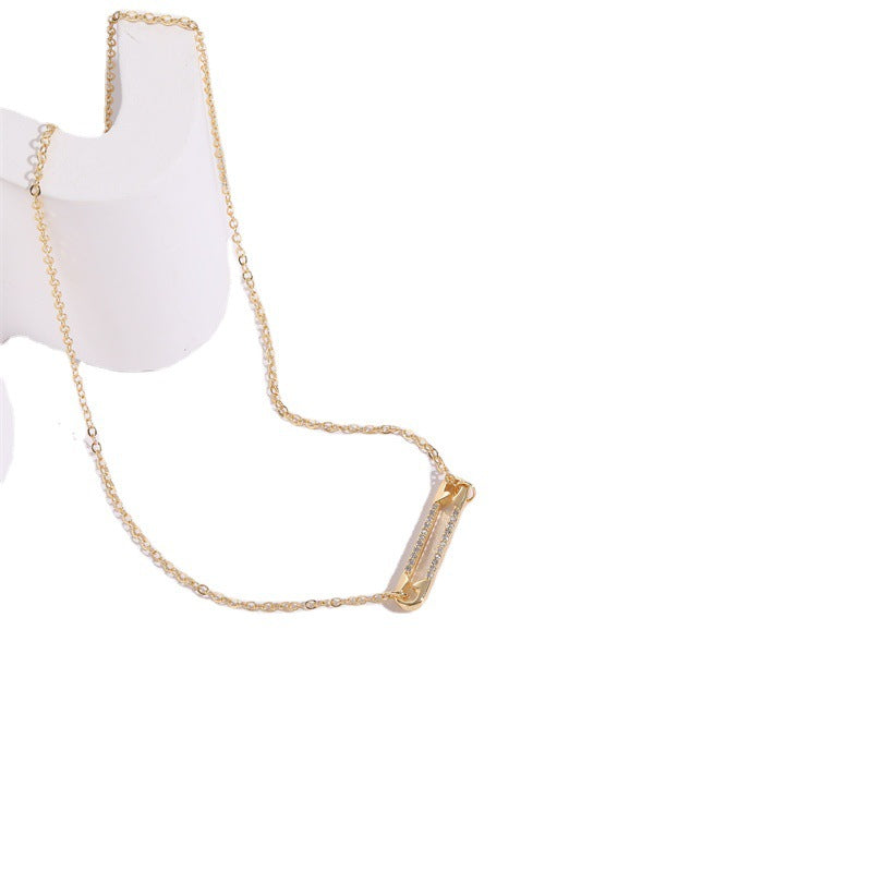 Colgante de circonita con broche, diseño personalizado, collar versátil de 14k