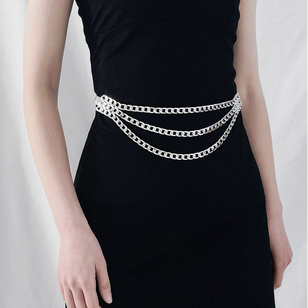 Cinturón elástico de primavera de tres capas para vestido de mujer