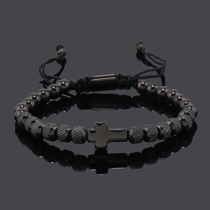 Herren Armband Edelstahl, Kreuz-Regal-Design, Kugel, größenverstellbar