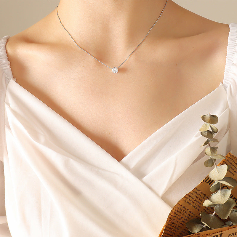 Kurze Halskette Für Damen Zirkon Inlay Solitaire-Halskette